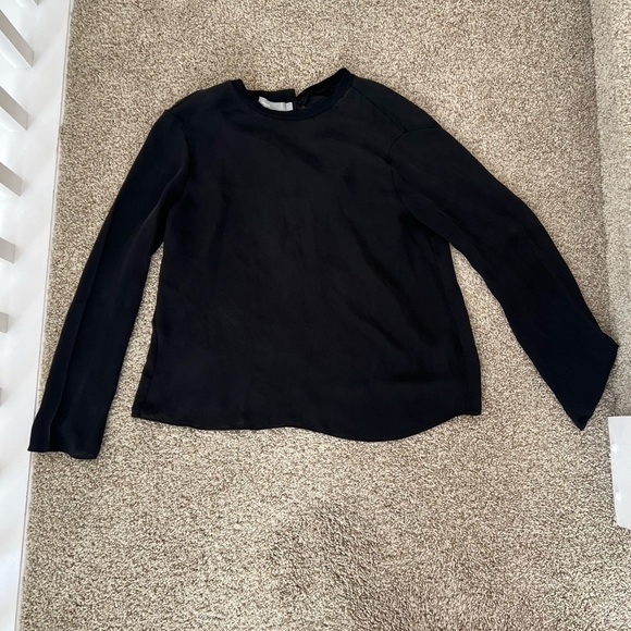 VINCE 100% Silk Long Sleeve Blouse Black Size S - Picture 1 of 3